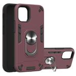 For iPhone 12 mini 2 in 1 Armour Series PC + TPU Protective Case with Ring Holder(Wnie Red)
