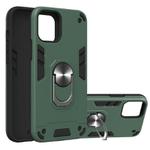 For iPhone 12 / 12 Pro 2 in 1 Armour Series PC + TPU Protective Case with Ring Holder(Dark Green)