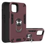 For iPhone 12 / 12 Pro 2 in 1 Armour Series PC + TPU Protective Case with Ring Holder(Wnie Red)