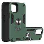 For iPhone 12 Pro Max 2 in 1 Armour Series PC + TPU Protective Case with Ring Holder(Dark Green)