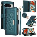 For Google Pixel 9 Pro XL Crossbody Zipper Wallet Rhombus Leather Phone Case(Green)