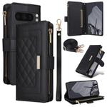 For Google Pixel 8 Pro Crossbody Zipper Wallet Rhombus Leather Phone Case(Black)