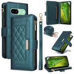 For Google Pixel 8a Crossbody Zipper Wallet Rhombus Leather Phone Case(Green)