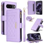 For Google Pixel 8 Crossbody Zipper Wallet Rhombus Leather Phone Case(Purple)