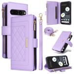 For Google Pixel 7 Pro Crossbody Zipper Wallet Rhombus Leather Phone Case(Purple)