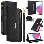 For Samsung Galaxy A23 4G / M23 Crossbody Zipper Wallet Rhombus Leather Phone Case(Black)