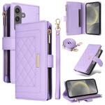 For Samsung Galaxy S24+ 5G Crossbody Zipper Wallet Rhombus Leather Phone Case(Purple)