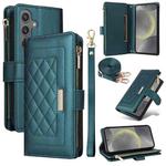 For Samsung Galaxy S24+ 5G Crossbody Zipper Wallet Rhombus Leather Phone Case(Green)