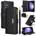 For Samsung Galaxy S24 FE 5G Crossbody Zipper Wallet Rhombus Leather Phone Case(Black)