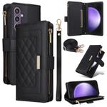 For Samsung Galaxy S23 FE 5G Crossbody Zipper Wallet Rhombus Leather Phone Case(Black)