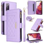 For Samsung Galaxy S20 FE Crossbody Zipper Wallet Rhombus Leather Phone Case(Purple)