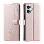 For iPhone 16 Plus Voltage Ultra-thin Dot Leather Phone Case(Rose Gold)