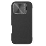 For iPhone 16 Pro Max NILLKIN Qin Prop Series Flip Camera Cover Design Leather Phone Case(Plain Leather Black)