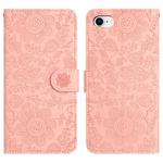 For iPhone SE 2022 / 2020 / 8 / 7 Floral Embossed Pattern Leather Phone Case(Pink)