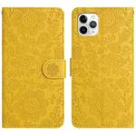 For iPhone 11 Pro Floral Embossed Pattern Leather Phone Case(Yellow)