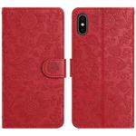 For iPhone XS Max Floral Embossed Pattern Leather Phone Case(Red)