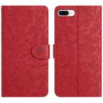 For iPhone 7 Plus / 8 Plus Floral Embossed Pattern Leather Phone Case(Red)