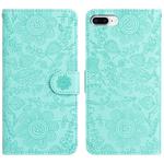 For iPhone 7 Plus / 8 Plus Floral Embossed Pattern Leather Phone Case(Light Green)