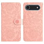 For iPhone 17 Air Floral Embossed Pattern Leather Phone Case(Pink)