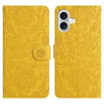 For iPhone 17 Floral Embossed Pattern Leather Phone Case(Yellow)