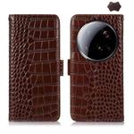For Xiaomi 15 Ultra Crocodile Top Layer Cowhide Leather Phone Case(Brown)