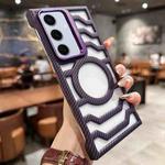 For Samsung Galaxy S24+ 5G Borderless Carbon Fiber Lens Protection Bracket MagSafe Phone Case(Purple)