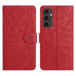 For Samsung Galaxy S24 FE 5G Floral Embossed Pattern Leather Phone Case(Red)