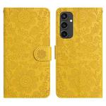 For Samsung Galaxy S24 FE 5G Floral Embossed Pattern Leather Phone Case(Yellow)