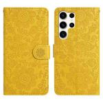 For Samsung Galaxy S25 Ultra 5G Floral Embossed Pattern Leather Phone Case(Yellow)