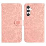 For Samsung Galaxy S25+ 5G Floral Embossed Pattern Leather Phone Case(Pink)