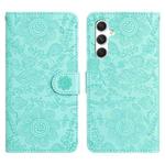 For Samsung Galaxy S25+ 5G Floral Embossed Pattern Leather Phone Case(Light Green)