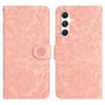 For Samsung Galaxy S25 FE 5G Floral Embossed Pattern Leather Phone Case(Pink)