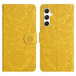 For Samsung Galaxy S25 FE 5G Floral Embossed Pattern Leather Phone Case(Yellow)