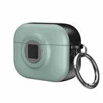 For AirPods Pro 2 Camera Series PC + TPU Headset Shockproof Carbon Fibre Case(Light Green)