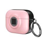 For AirPods 4 Camera Series PC + TPU Headset Shockproof Carbon Fibre Case(Pink)