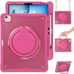 For iPad Air 13 2024 Heavy Duty Hybrid Tablet Case with Handle & Strap(Rose Red)