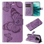 For Redmi Note 14 Pro / 14 Pro+ 5G 3D Butterfly Embossed Pattern Flip Leather Phone Case(Purple)