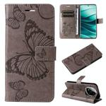 For Redmi Note 14 Pro / 14 Pro+ 5G 3D Butterfly Embossed Pattern Flip Leather Phone Case(Grey)