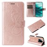 For Redmi Note 14 Pro / 14 Pro+ 5G 3D Butterfly Embossed Pattern Flip Leather Phone Case(Rose Gold)