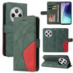 For Redmi 14C 4G Global Dual-color Splicing Flip Leather Phone Case(Green)