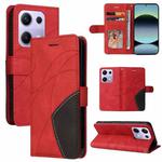 For Redmi Note 14S 4G / Note 13 Pro 4G Dual-color Splicing Flip Leather Phone Case(Red)