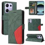 For Redmi Note 14S 4G / Note 13 Pro 4G Dual-color Splicing Flip Leather Phone Case(Green)
