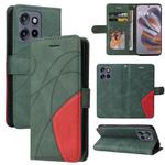 For Motorola Edge 50 Neo Dual-color Splicing Flip Leather Phone Case(Green)