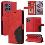 For Motorola Edge 50 Neo Dual-color Splicing Flip Leather Phone Case(Red)