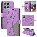 For Motorola Moto G56 5G Dual-color Splicing Flip Leather Phone Case(Purple)