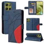 For Motorola Moto G86 5G Dual-color Splicing Flip Leather Phone Case(Blue)