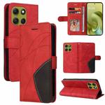 For Motorola Moto G86 5G Dual-color Splicing Flip Leather Phone Case(Red)