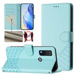 For TCL 20R Honeycomb Embossing RFID Leather Phone Case(Mint Green)