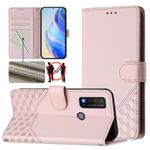 For TCL 20R Honeycomb Embossing RFID Leather Phone Case(Pink)