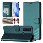 For TCL 30 XE 5G Honeycomb Embossing RFID Leather Phone Case(Peacock Green)